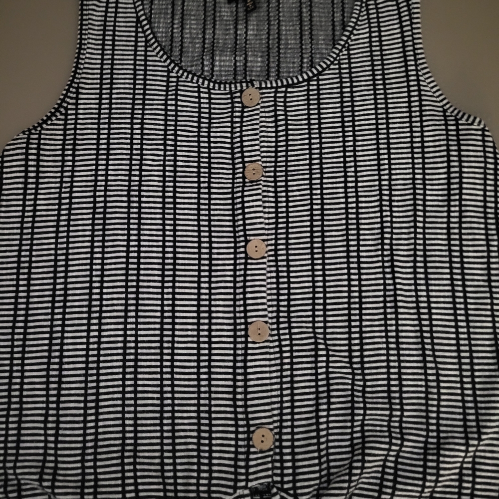 Women's Medium W5 Anthropology, Monochrome Striped, Sleeveless Top
